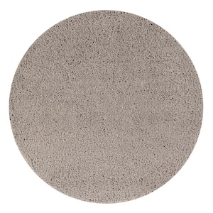 Micro Plush Collection Beige 30 in. x 30 in. Round 100% Micro Polyester Tufted Bath Mat Rug