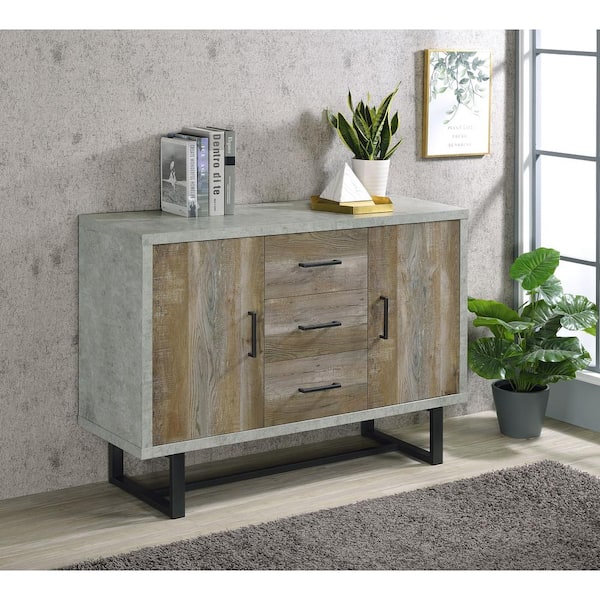 Coaster Abelardo Weathered Oak 34 in. Accent Cabinet with 4-Shelf
