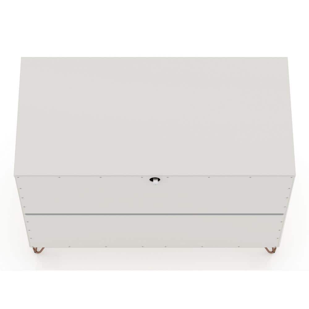 Set of 2 Off-White Mid-Century Modern 3-Drawer Dressers