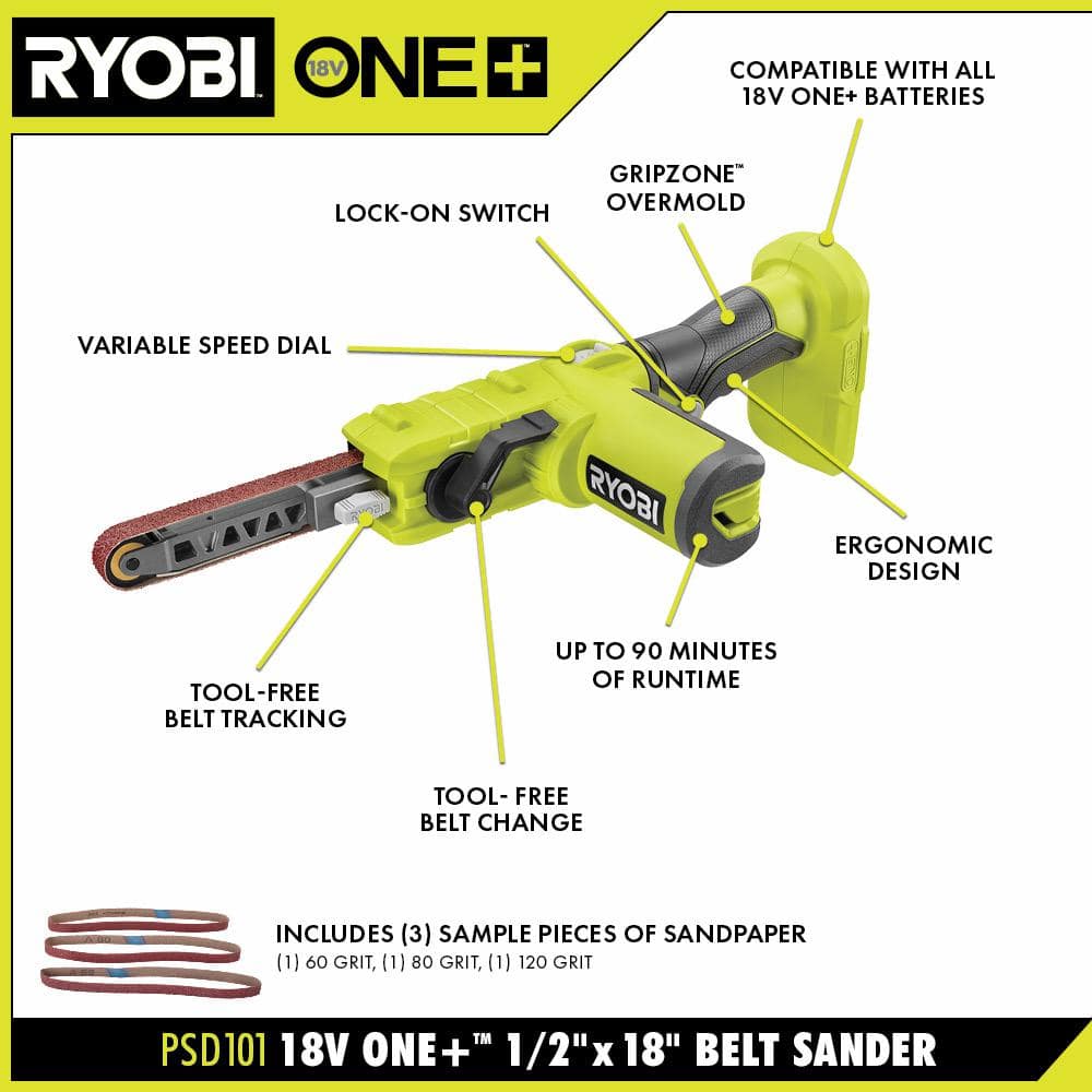 ONE+ 18V Cordless 1/2 in. x 18 in. Belt Sander (Tool Only) - 2