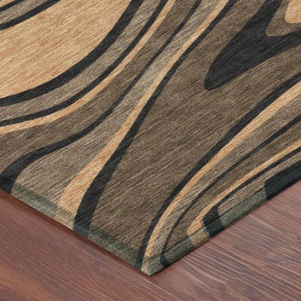 Chantille Machine Washable Indoor/Outdoor Abstract ACN2493 Chocolate 8 ft. x 10 ft. Area Rug