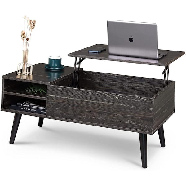 ULSMVOC SMT 39.4 inches long gray oak 17.4 inches high rectangular MDF coffee table with lifting function