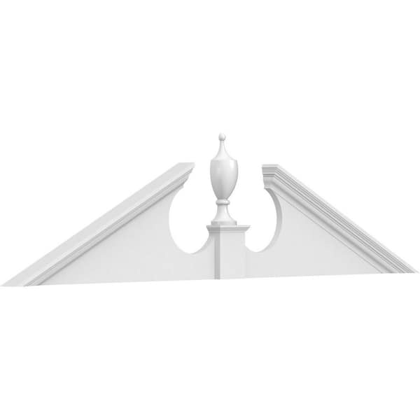 Ekena Millwork 76-in W x 19-in H x 2-3/4-in P (Pitch 6/12) Acorn Signature Urethane Pediment (Acorn Ships Unattached in Box), Primed Ta