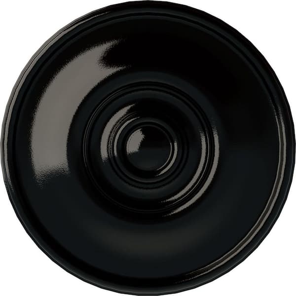 Ekena Millwork 11-3/4 in. x 3/8 in. Jefferson Urethane Ceiling Medallion (Fits Canopies upto 2-7/8 in.), Black Pearl