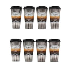 16 oz. 4-Pack of Reusable Plastic Coffee Cups With Lids, Brown (2-Pack)