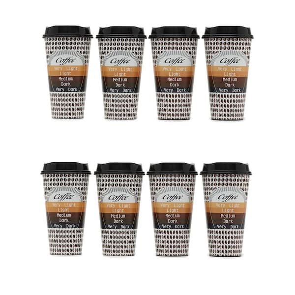 Home Basics 16 oz. 4-Pack of Reusable Plastic Coffee Cups With Lids, Brown  $5.00 EACH, CASE PACK OF 28