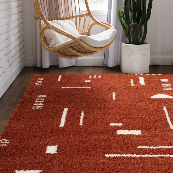 Rupa Rust 9 ft. x 12 ft. Modern Shag Area Rug