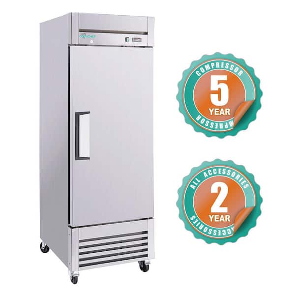 27 in. 19.2 cu.ft. Commercial Reach-In Upright Auto Defrost Freezer in Stainless Steel with 1 -Solid Door