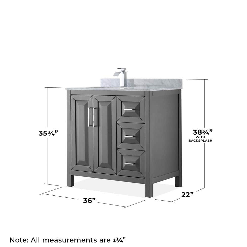 Daria 36'' Dark Gray Bathroom Vanity with Stone Top and Mirror