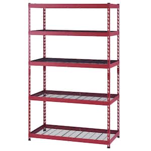 5-Shelf 48 in. W x 24 in. D x 78 in. H, Heavy-Duty Steel Shelving in Red