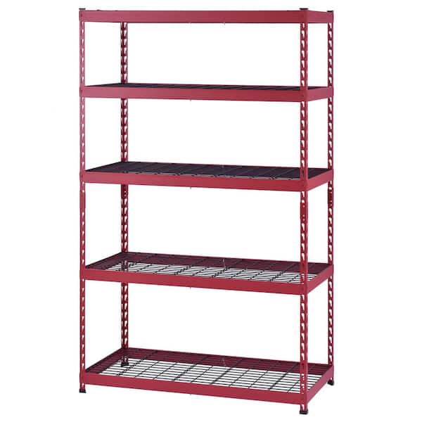 5-Shelf Metal Heavy-Duty Adjustable Garage Storage Shelving Unit in Red (48 in. W x 78 in. H x 24 in. D)