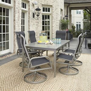 Captiva Charcoal Gray Swivel Cast Aluminum Outdoor Dining Chair