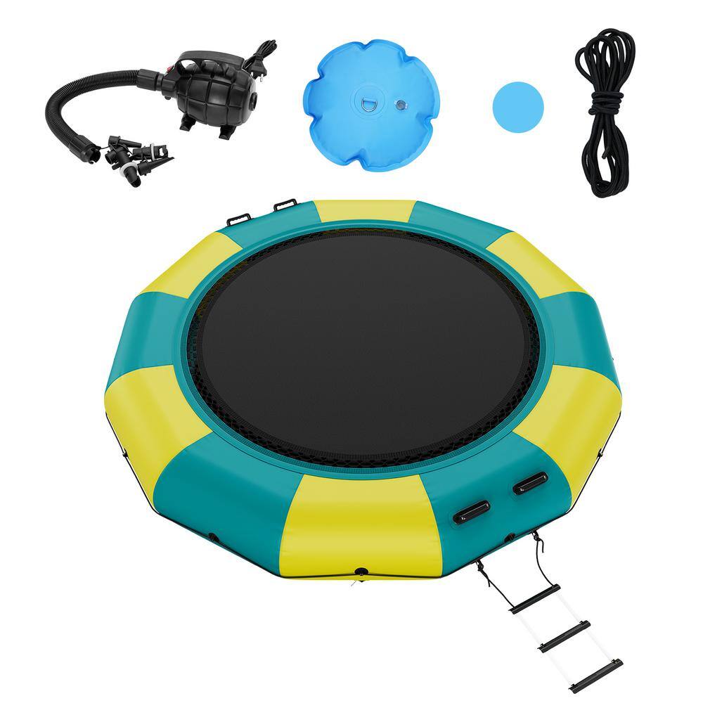 13 ft Yellow and Green Inflatable Water Trampoline