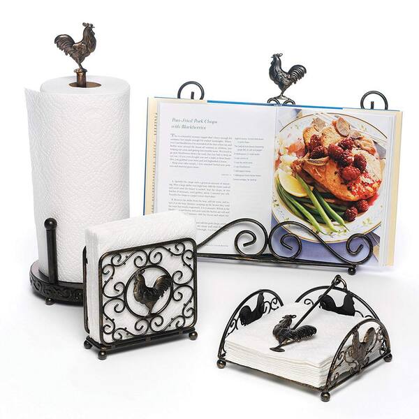 Benzara Antique Bronze Metal Cook Book Stand With Rooster C4 Mtl0011 The Home Depot