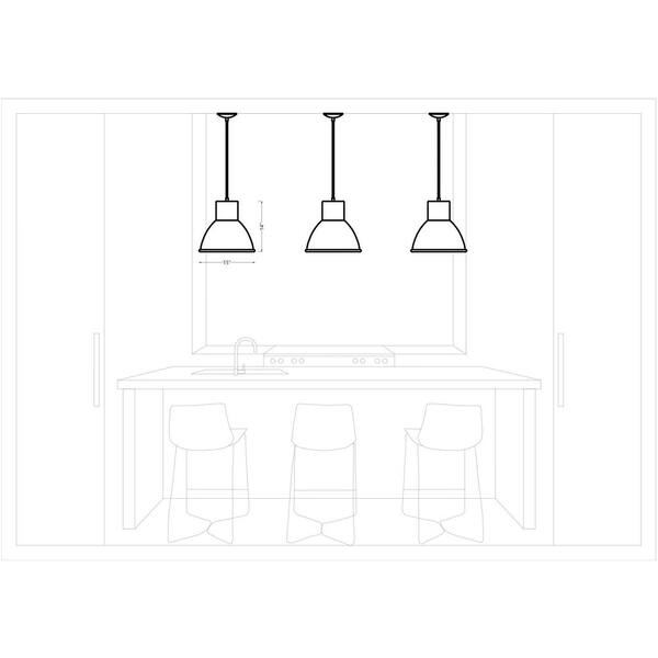 Generation Lighting - Division Street 15 in. W. 1-Light Weathered Gray Hanging Pendant