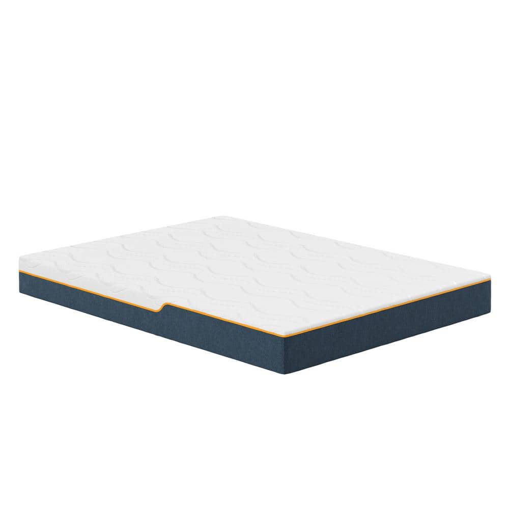 Twin White and Blue Gel Memory Foam Mattress with Cooling Air Flow