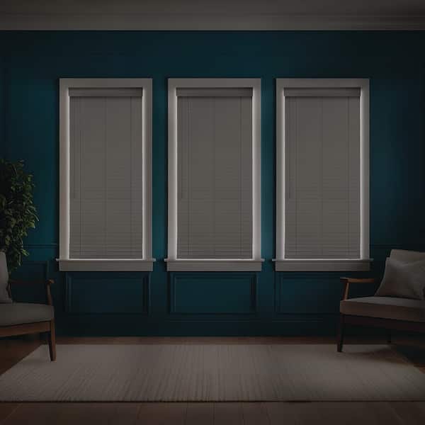Designer 2 in. Ultra Blackout Faux Wood Blinds for Windows