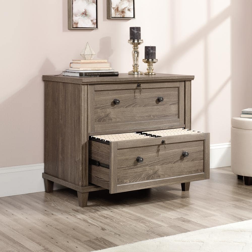 Emery Oak 2-Drawer Lockable Lateral File Cabinet