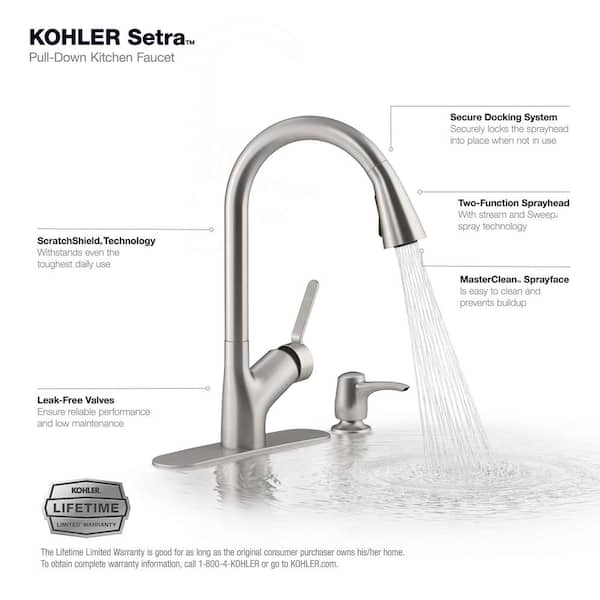 Setra Single-Handle Semi-Professional Kitchen Sink Faucet with Soap  Dispenser in Vibrant Brushed Moderne Brass