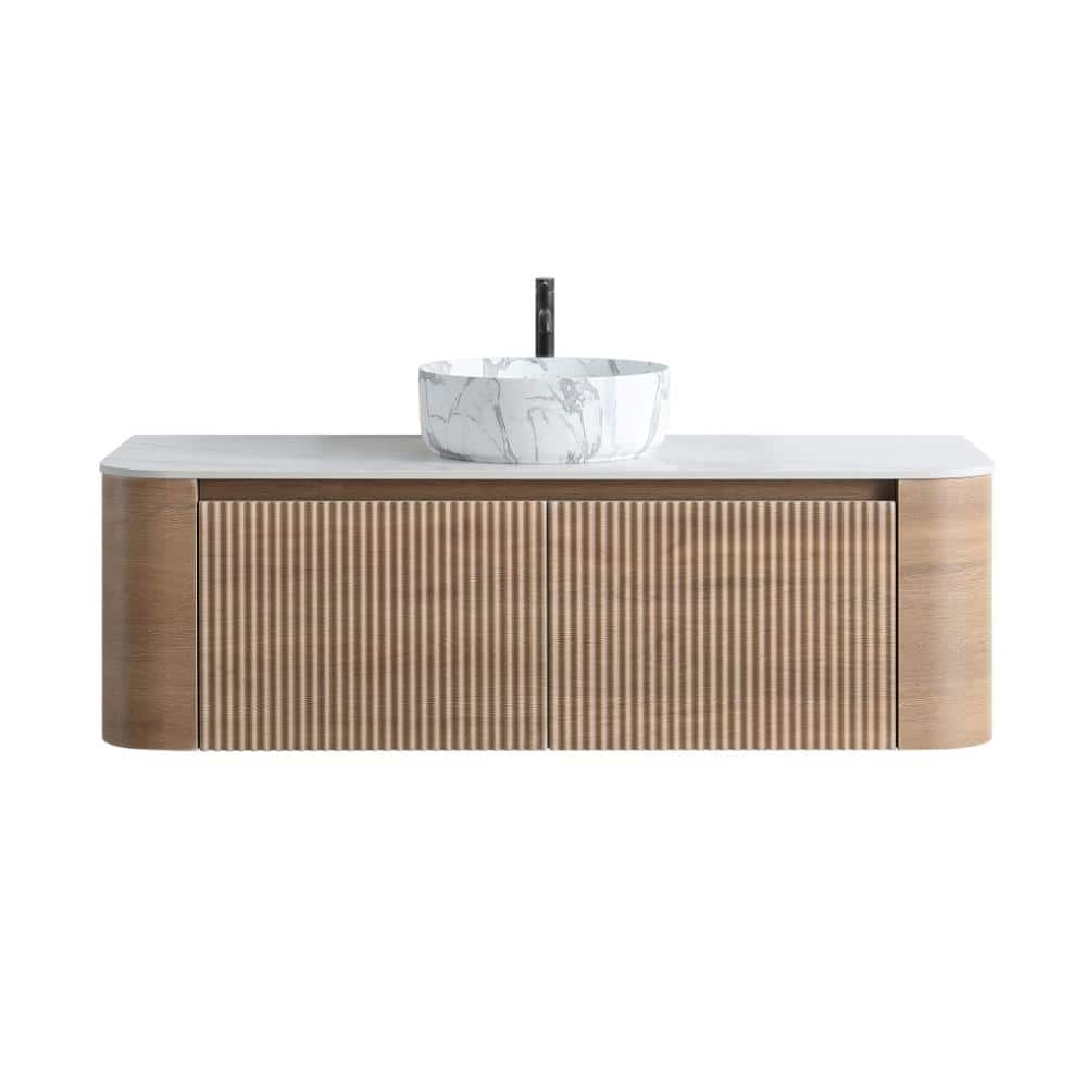 47.67 in. W x 19.11 in. D x 19.31 in. H Floating Bath Vanity in Honey Oak with White Sintered Stone Top price history on PriceWatchPro