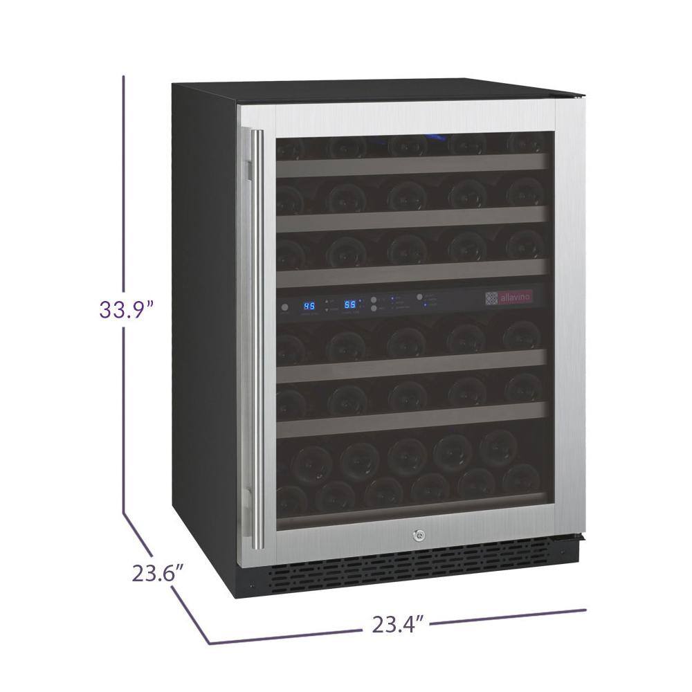Allavino Stainless Steel Dual Zone 56 Bottle Wine Refrigerator