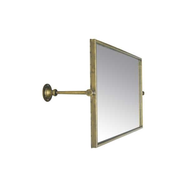 Antique Gold Rectangular Metal Wall Mirror with Wood Frame