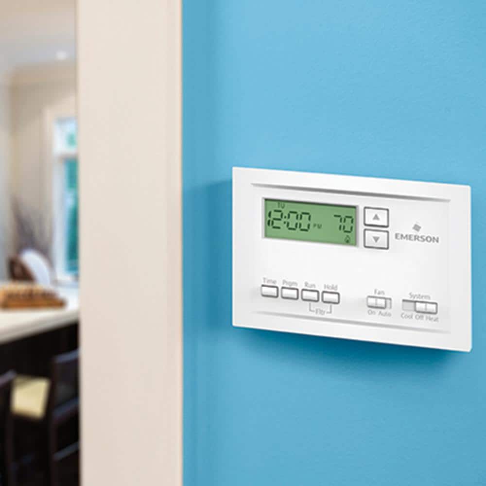 White Programmable Digital Thermostat with Backlit Display