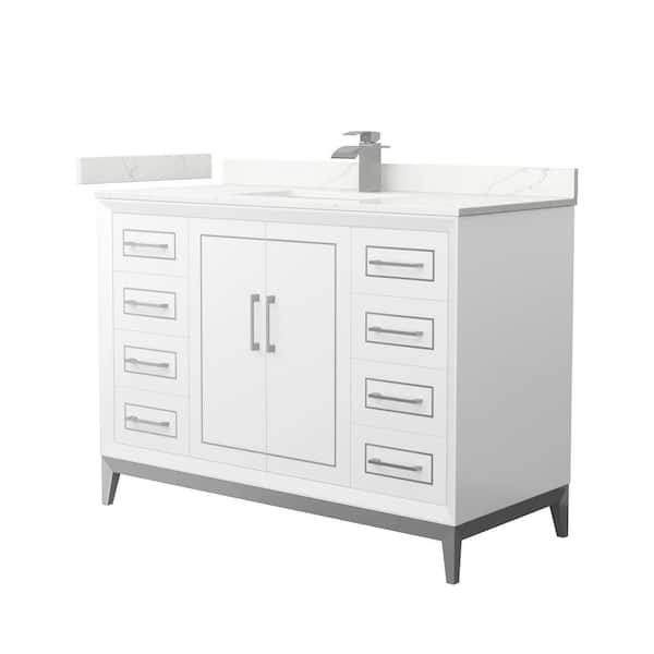 Wyndham Collection Marlena 48 in. W x 22 in. D x 35.25 in. H Single Bath Vanity in White with Giotto Quartz Top