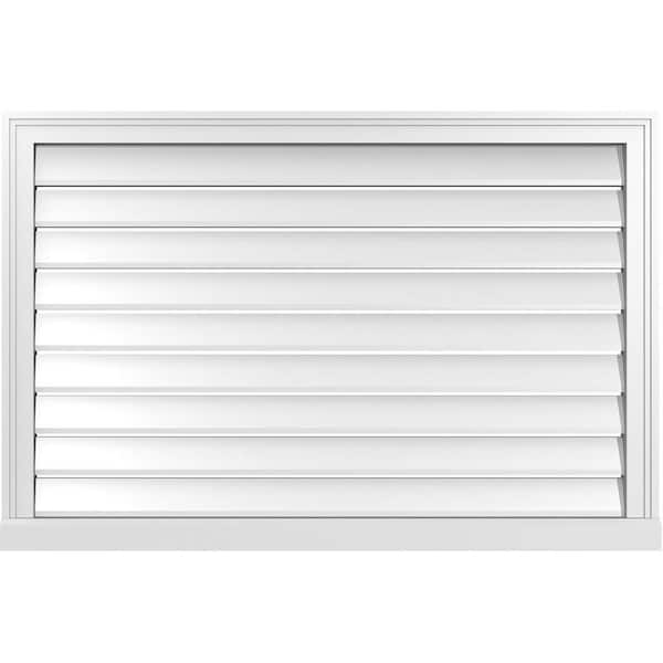 Ekena Millwork 42" x 28" Vertical Surface Mount PVC Gable Vent: Functional with Brickmould Sill Frame