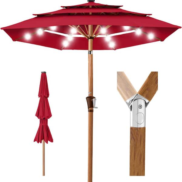 13 foot cantilever patio umbrellas 13x10 ft Aluminum Double Top LED Cantilever Umbrella