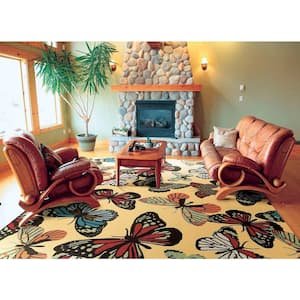 Home and Garden Spring Fields Yellow 5 ft. x 7 ft. Animal Print Contemporary Indoor/Outdoor Patio Area Rug