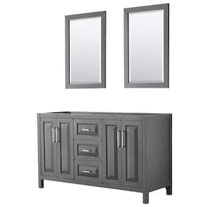 Daria 59 in. Double Bathroom Vanity Cabinet Only with 24 in. Mirrors in Dark Gray