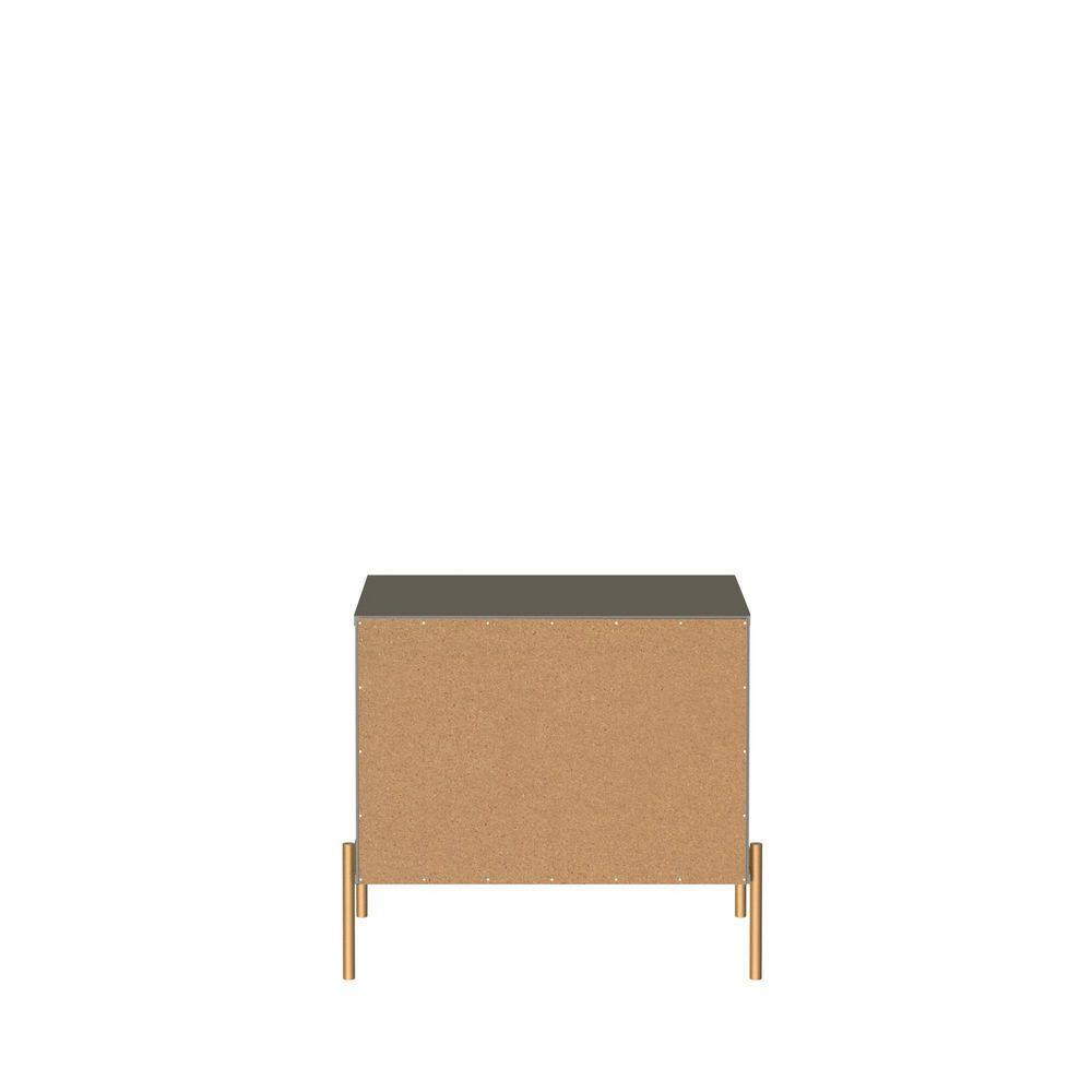 Jasper Grey 2-Drawer Nightstand with Gold Accents