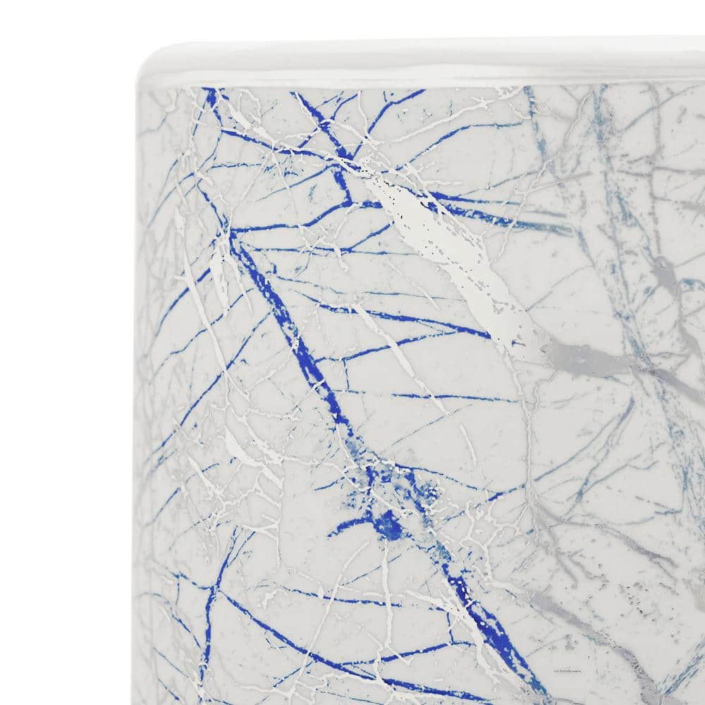 24" Blue and Silver Abstract Porcelain Umbrella Stand
