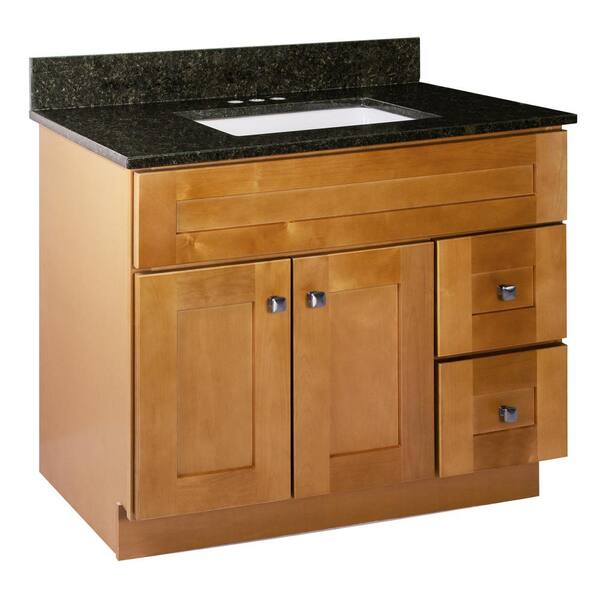 Design House Brookings Shaker RTA 37 in. W x 22 in. D x 35.5 in. H Bath Vanity in Birch with Black Pearl Granite Top