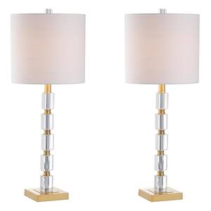 Claire 28.5 in. Crystal Table Lamp, Clear/Brass (Set of 2)