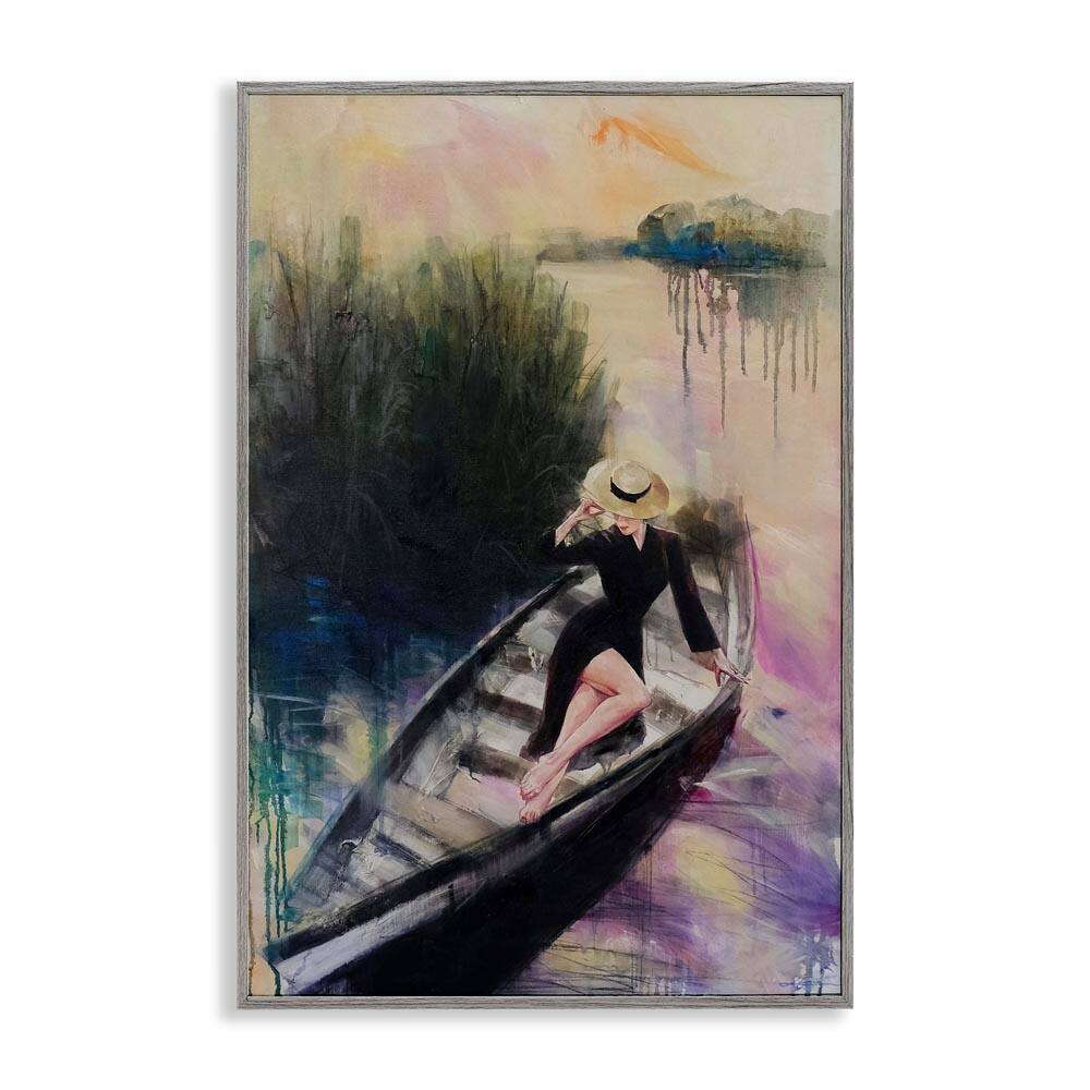 Fashion Diva on River Boat by Lucille Lee Gray Framed People Giclee Art Print 18 in. x 12 in. price history on PriceWatchPro
