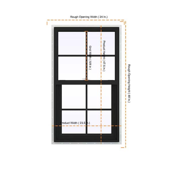 JELD-WEN 24 in. x 48 in. V-2500 Series Bronze Exterior/White