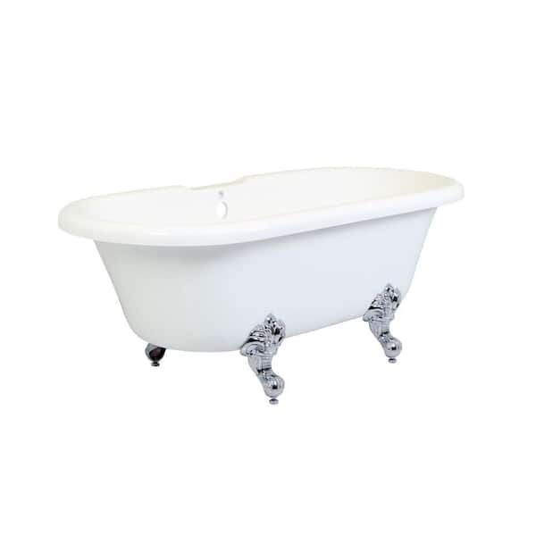 Aqua Eden 5.6 ft. Acrylic Polished Chrome Claw Foot Double Ended Tub in White