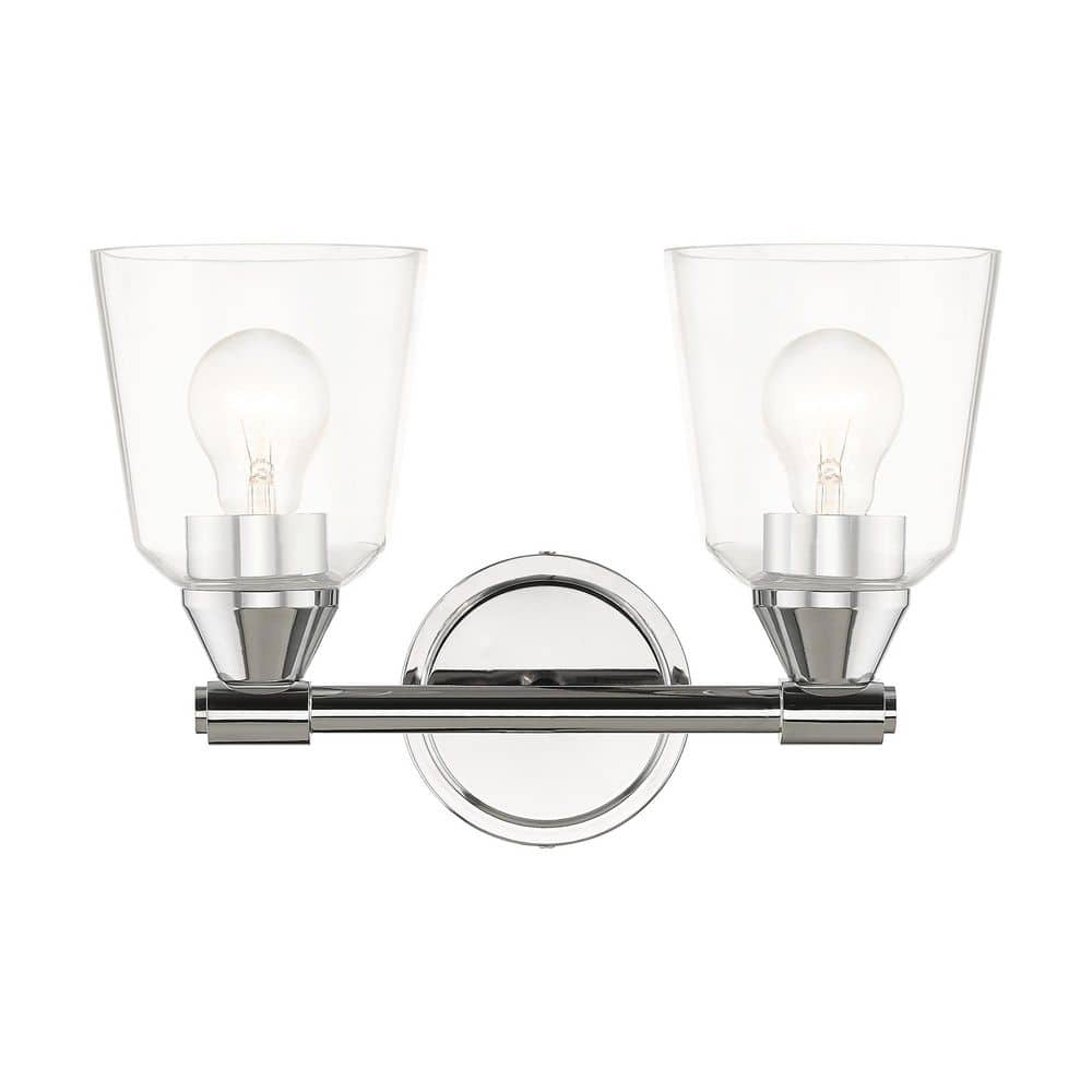 Parkhurst 14 in. 2 Light Polished Chrome Vanity Light with Hand Blown Clear Glass price history on PriceWatchPro