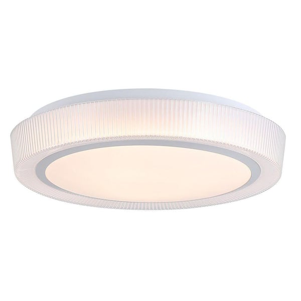 Lightania 15 in. 30-Watt Decorative Textured Round white Integrated LED Flush Mount with White Acrylic Shade