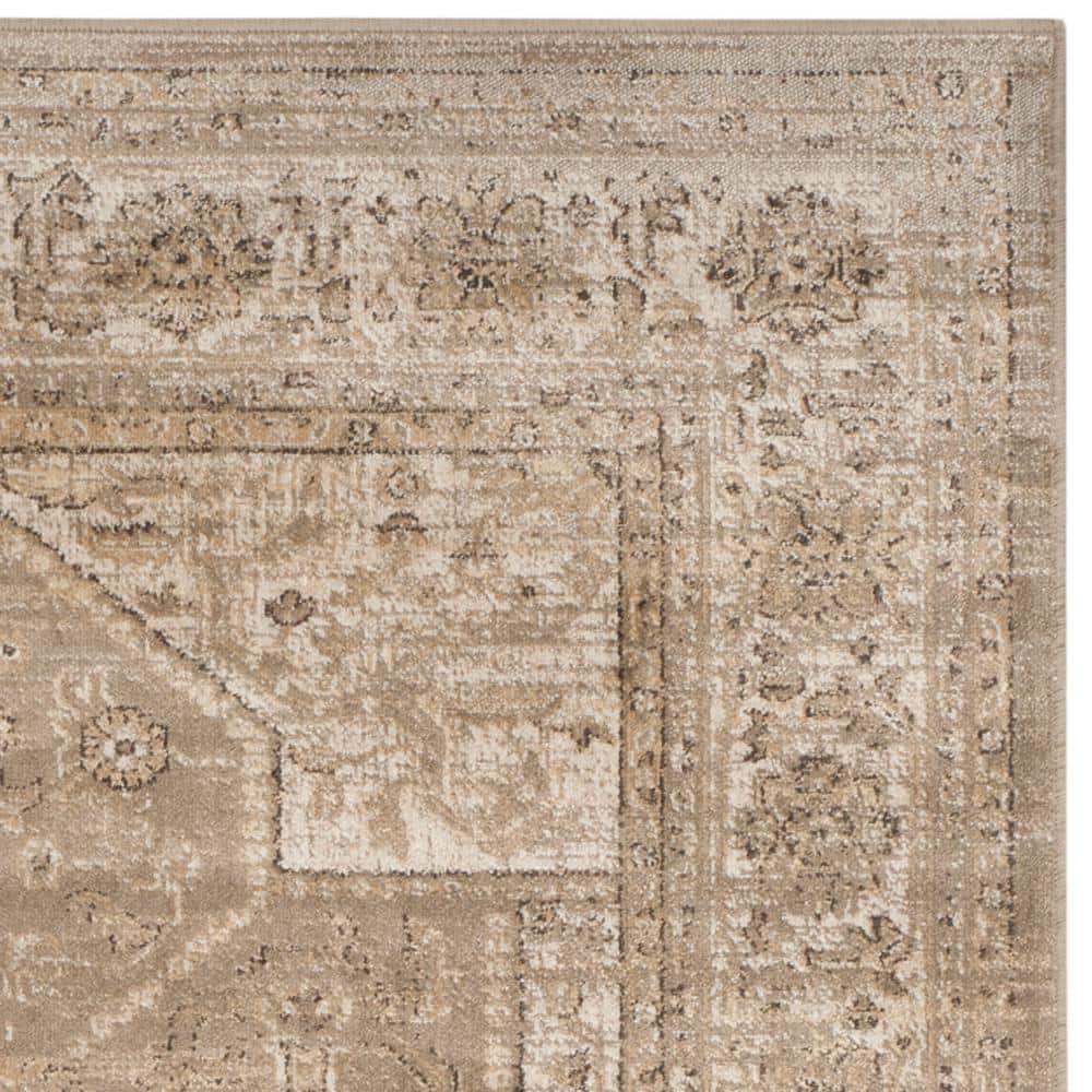 Vintage Light Brown Rectangular Viscose Area Rug