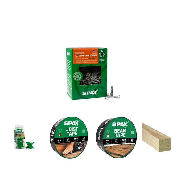 #8 x 1-1/4 in. Deck Screws, Spacer Tool, 1 5/8 in., 3 1/3 in. Deck Tape and 4 in. Timber