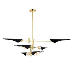 Apollinario 50 in. 6-Light Indoor Gold and Black Chandelier with Light Kit