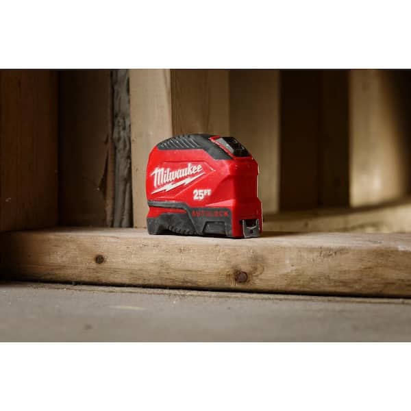 Milwaukee 25 ft. Compact Auto Lock Tape Measure with Fractional