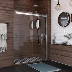 Luna Lite 60 in. W x 76 in. H Sliding Bypassing Frameless Shower Door in Chrome Finish with Clear Glass