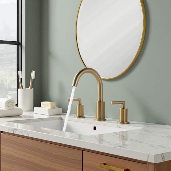 8 in. Widespread Double Handle Bathroom Faucet with 360° Swivel Spout in Gold