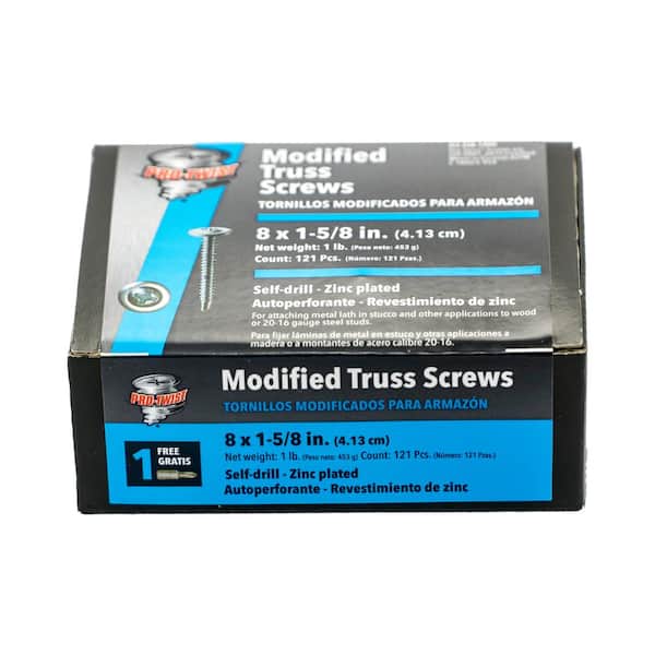 Pro-Twist #8 x 1-5/8 in. #2 Phillips Modified Truss Head Coarse Thread Self-Drilling Screws 1 lb. Box