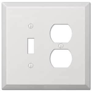 Oversized 2 Gang 1-Toggle and 1-Duplex Steel Wall Plate - White
