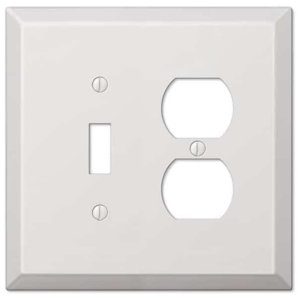 AMERELLE Oversized 2 Gang 1-Toggle and 1-Duplex Steel Wall Plate - White